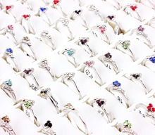 QianBei 50 шт./компл. оптовая продажа, разные партии, блестящие кольца Стразы с кристаллами, Детские обручальные свадебные кольца, ювелирные изделия 2024 - купить недорого