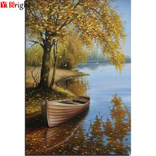 5D DIY Pintura Diamante Broca de Diamante cheio de "à beira do lago do outono" Pintura Diamante Bordado Ponto Cruz Strass Mosaico XY1 2024 - compre barato