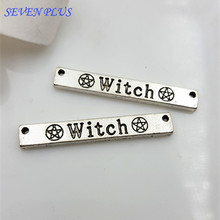 High Quality 20 Pieces/Lot 6mm*40mm Antique Silver Plated Bracelet Connector Letter Witch Charm For Jewelry Making 2024 - buy cheap