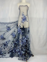 Женская привлекательная дизайнерская французская сетчатая кружевная ткань с бусинами, сетчатая ткань с вышивкой 2024 - купить недорого