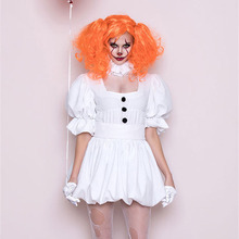 Novo gótico fantasma noiva cosplay palhaço voodoo boneca trajes para mulheres adulto vestido branco + peruca conjunto vampiro trajes de halloween meninas 2024 - compre barato