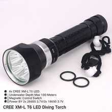 100 M mergulho submarino lanterna tocha 6000Lm 4x CREE XM-L T6 LED lâmpada impermeável Super lanterna 2024 - compre barato