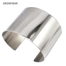 Women Men Fashion Jewelry Silver Color Simple Blank Stainless Steel Open Bangle Bracelets Many sizes and colors 2024 - buy cheap