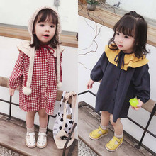 Girls Dress 2018 Autumn New Baby Girl Long Slssve Plaid Dress Kids Lotus Leaf Collar Cute Casual A-line Dresses Vestido Infantil 2024 - buy cheap