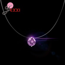 2 Claws Trendy Real 925 Sterling Silver  Pendant Necklace with Sparkling Round Cubic Zirconia For Women Birthday Party 2024 - buy cheap