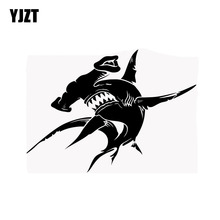 YJZT-pegatina de cabeza de martillo de tiburón marino, C11-0387 de vinilo de plata y negro, dientes Angry, buceo, coche, 16,5 cm x 12cm 2024 - compra barato