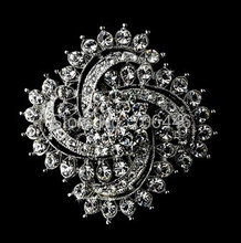 2" Rhodium Silver Plated Clear CZ Rhinestone Crystal Diamante swirling Design Brooch 2024 - buy cheap