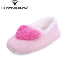 CuddlyIIPanda New Coral Velvet Women Home Slippers Heart-Shaped Print Indoor Slippers Leisure Casual Winter Slippers 2024 - buy cheap