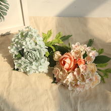 4Colors Silk Rose hydrangea hybrid Artificial Flower Bridal Bouquet Wedding Decoration DIY Home Party Fake Flowers 2024 - buy cheap