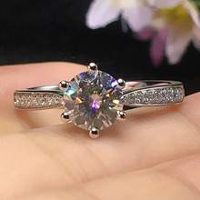 Anel de noivado de moissanite redondo com corte brilhante, 18k, 1ct, 6.5mm, 6 pinos, anel de diamante para noivado para mulheres 2024 - compre barato