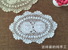 free shipping 2015 new arrival cotton crochet lace table mat 26x40cm oval doilies for tea table decoration cabinet cover coaster 2024 - buy cheap