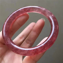 Внутренний диаметр 59 мм настоящий красный натуральный клубничный кварцевый браслет женский модный браслет со стразами браслет 2024 - купить недорого