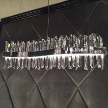 Post-modern rectangular crystal chandelier S-shaped creative personality luxury LED restaurant chandelier partition bar lamps 2024 - buy cheap