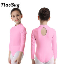 TiaoBug Children Long Sleeves Ballet Leotard Costume Girls Solid Colors Gymnastics Leotard Sports Gym Bodysuit Kids Dance Wear 2024 - buy cheap