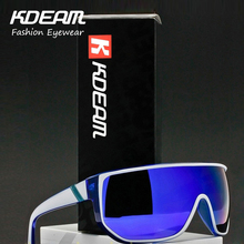 Мужские и женские очки большого размера KDEAM, брендовые дизайнерские солнцезащитные очки с металлическими петлями и защитой UV400, лето 2018 2024 - купить недорого