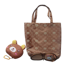 Bolsa reutilizável de saco ecológico, sacola de desenho animado dobrável para compras, sapo, urso, impermeável, bolsa de merceiro, bolsas reutilizáveis de panda 2024 - compre barato