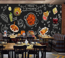 beibehang Custom large wallpaper 3d black hand painted Korean cuisine fried chicken restaurant mural TV background wall paper 2024 - buy cheap