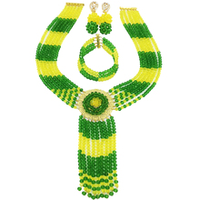 Conjunto de joyería para mujer nigeriana, cuentas africanas de cristal, color verde y amarillo, regalo de boda, 6CXLS11 2024 - compra barato