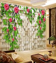 Cortinas de pared con impresión fotográfica personalizada, sala de estar enredadera de flores para, dormitorio de niños, cortina de oscurecimiento sólido suave 2024 - compra barato
