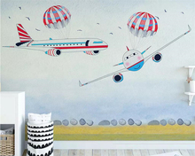 Beibehang-papel tapiz 3d pintado a mano de avión mediterráneo, Fondo de sala de estar para niños, decoración del hogar 2024 - compra barato