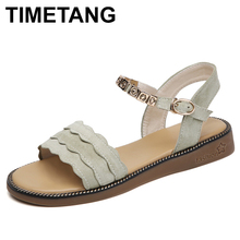 TIMETANG-Sandalias planas de suela plana para mujer, zapatos romanos de suela blanda, con diseño de hada y viento, de hoja de loto, para verano 2024 - compra barato