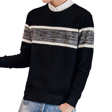 Autumn Casual Men's Sweater Slim Pitchwork Plus Size Men's Knitted Pullover Sweater 2019 New Cotton O-Neck Black Sweater Men 3XL 2024 - buy cheap