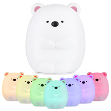 Cartoon LED Rechargeable Silicone Bear Night Light Tap Control For Bedroom Living Room Multicolored Silicone Touch Sensor Lamp 2024 - buy cheap