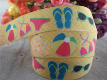 new arrival 1''  25mm Summer bikini printed grosgrain ribbon gift package DIY hairbow accessories 5 yards 2024 - buy cheap