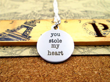 3pcs/lot Fashion stainless steel necklace "you stole my heart" Charms Pendant necklace Jewelry Gift more style for choosing 2024 - buy cheap