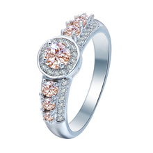 Hainon nuevo caliente zirconia cúbica color champán de lujo anillos de joyería para mujeres de moda prometo color plata simple anillos regalos 2024 - compra barato