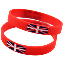 OBH 50 шт. Великобритании Национальный Силиконовый браслет с флагом для взрослых Размеры 2 Цвета 2024 - купить недорого