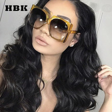 Hbk óculos de sol quadrados grandes vintage, óculos fashion feminino de luxo, 2018, proteção uv400 2024 - compre barato