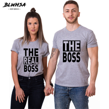 BLWHSA The Boss The Real Boss Couple T Shirt Women Men Fashion Boss Couple Letter Printing T-Shirt Couple Gift Wedding Tops Tees 2024 - buy cheap