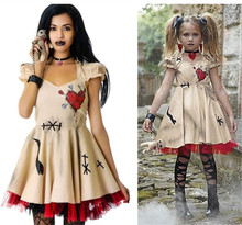 Costumebuy nova chegada feminino traje de halloween voodoo boneca trajes bruxa médico cosplay vestido l920 2024 - compre barato