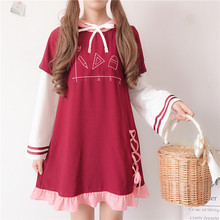 Spring Japanese Mori Girl Sweet / Cute Princess Fake Two Pieces Loose Cute Kawaii Dress Lolita Style College Elegant Sweet Dress 2024 - buy cheap