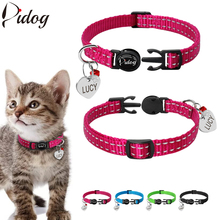 Didog Reflective Kitten Cat Collar Quick Release Collar Customized Engraved Rhinestone Heart Pet ID Tag With Bell For Pets Cats 2024 - buy cheap