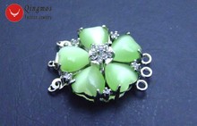 Qingmos 25mm Flower Clasp for Jewelry Making with Green Cat's Eye Petal 3 Strands Clasp Accessories for Jewelry Gp167 Free Ship 2024 - buy cheap