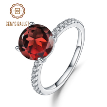 Женское кольцо из стерлингового серебра 925 пробы, круглые обручальные кольца с камнями, 3,15 карат, натуральный красный гранат 2024 - купить недорого