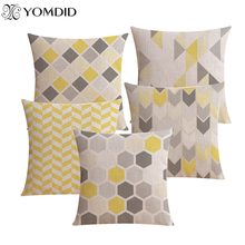 Nordic Yellow Cushion Cover Grey Geometric Cushions Covers Decorative Pillowcase Home Decor Sofa Throw Pillow Cover 45x45cm 2024 - buy cheap