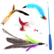 Funny Interactive Cat Wands Toy Pet Fish Feather Toys For Cats Kitten 1pcs Flexible Teaser Wand & 4pcs Plume Replacement Set 2024 - buy cheap