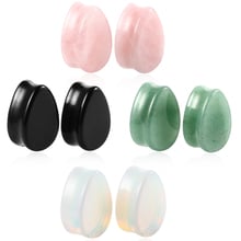 New Pair Teardrop Stone Ear Flesh Tunnel Plug Piercing Opalite Stone Earring Gauges Ear Expander Stretcher Body Jewelry 7mm-19mm 2024 - buy cheap