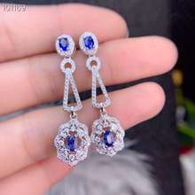 Fashion Lovely Sun flower S925 silver natural blue sapphire drop earrings natural gemstone women birthday party gift jewelry 2024 - buy cheap