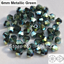 Envío Gratis Cuentas de cristal bicono metálicas verdes, calidad superior china, 6mm, 288 unids/lote 2024 - compra barato