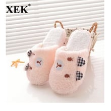 XEK cartoon cute 2018 Indoor Home Slippers Warm Soft Plush slippers Comfortable  Women Shoes wyq45 2024 - buy cheap