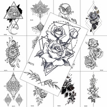 Geometric Mandala Flower Temporary Tattoos Sticker Realistic Fake Waterpoof Tattoo Decal Body Art Arm Chest Tattoos For Women 2024 - buy cheap