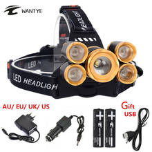 High Power 15000 Lumen XML T6+4R5 USB Rechargeable Headlight 4 Mode Zoom Outdoor Camping LED Headlamp 2*18650 Battery+Charger 2024 - buy cheap
