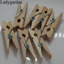 Mina tamanho 25mm mini clipes de madeira natural, mini clipes de madeira para clipes de foto panos artesanais decoração pinos 2024 - compre barato