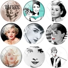 JOINBEAUTY Super Star Monroe Hepburn Art Picture Glass Cabochon 25mm Round Dome Jewelry Findings For Earrings Bracelet Necklace 2024 - buy cheap