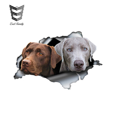 EARLFAMILY 13cm x 8.5cm Brown and Silver Labs Car Sticker Torn Metal Decal Reflective Stickers Labrador Decal 3D Dog Car Styling 2024 - buy cheap