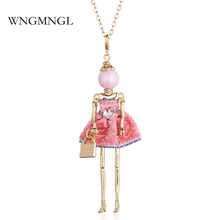 Wngmngl-colar pingente de boneca rosa, colar feminino com maxi colar, joia statement para festa de natal, dança de menina, 2018 2024 - compre barato